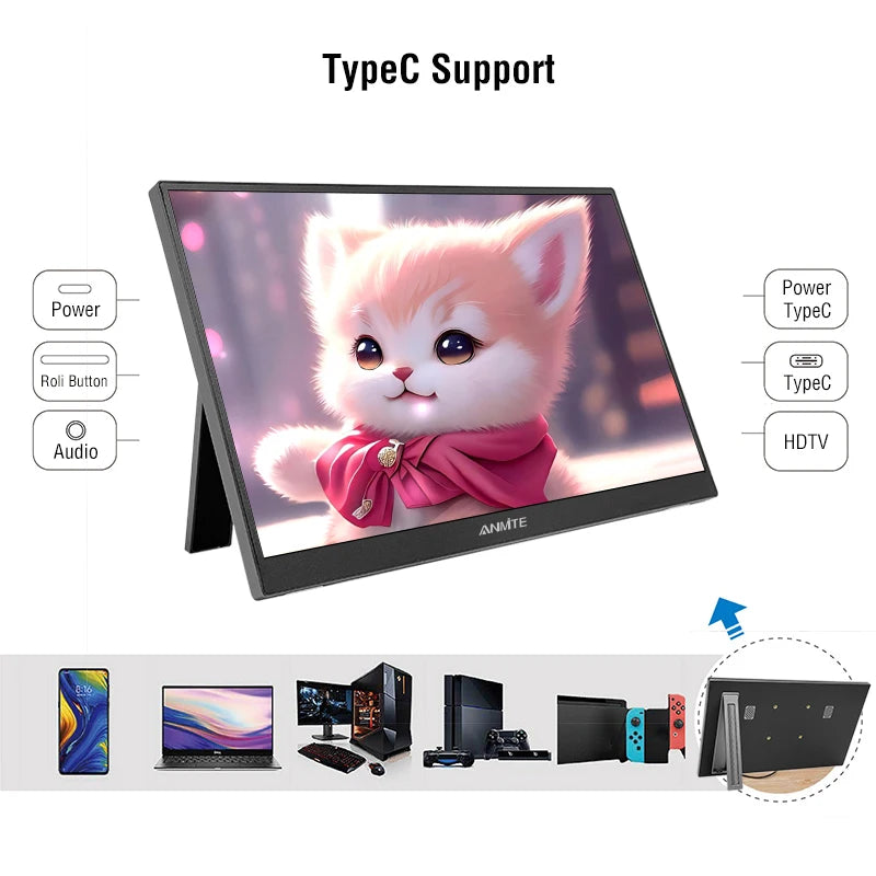 16 inch Touch Screen Portable Monitor 16:10 IPS Extended Display for Laptop with Bracket For xbox raspberry Pi