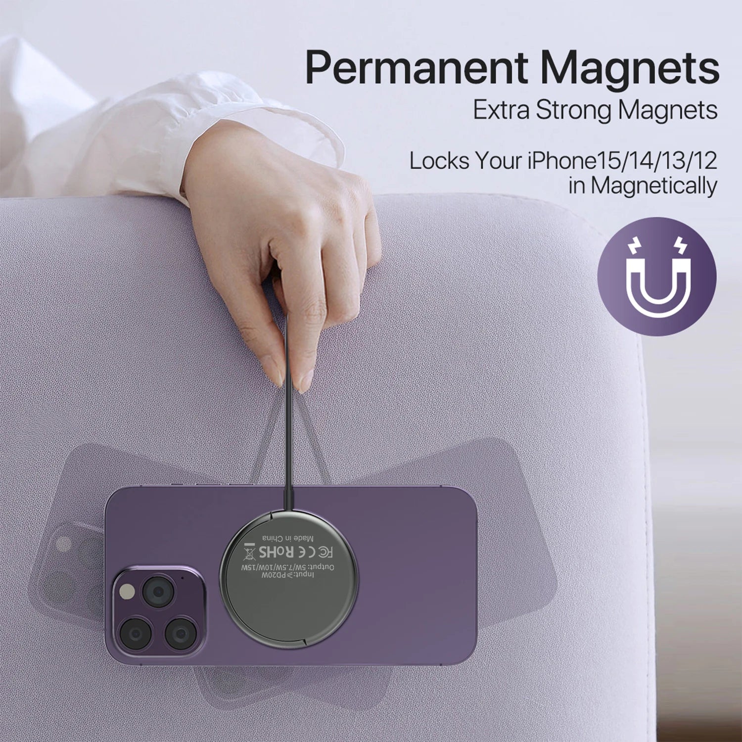 15w Maxsafe Wireless Pad Fast Charging Type-c Magnetic Car Wireless Charger For iPhone 14 13 16 15 Pro XS Max Mini X XR