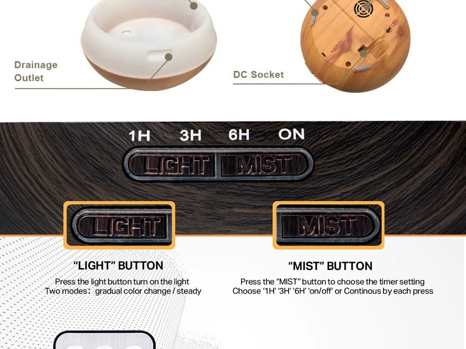 Aroma Diffuser Essential Oil Diffusor Air Humidifier Ultrasonic Remote Control 7 Color LED Lamp Mist Maker For Home 300ml 500ml