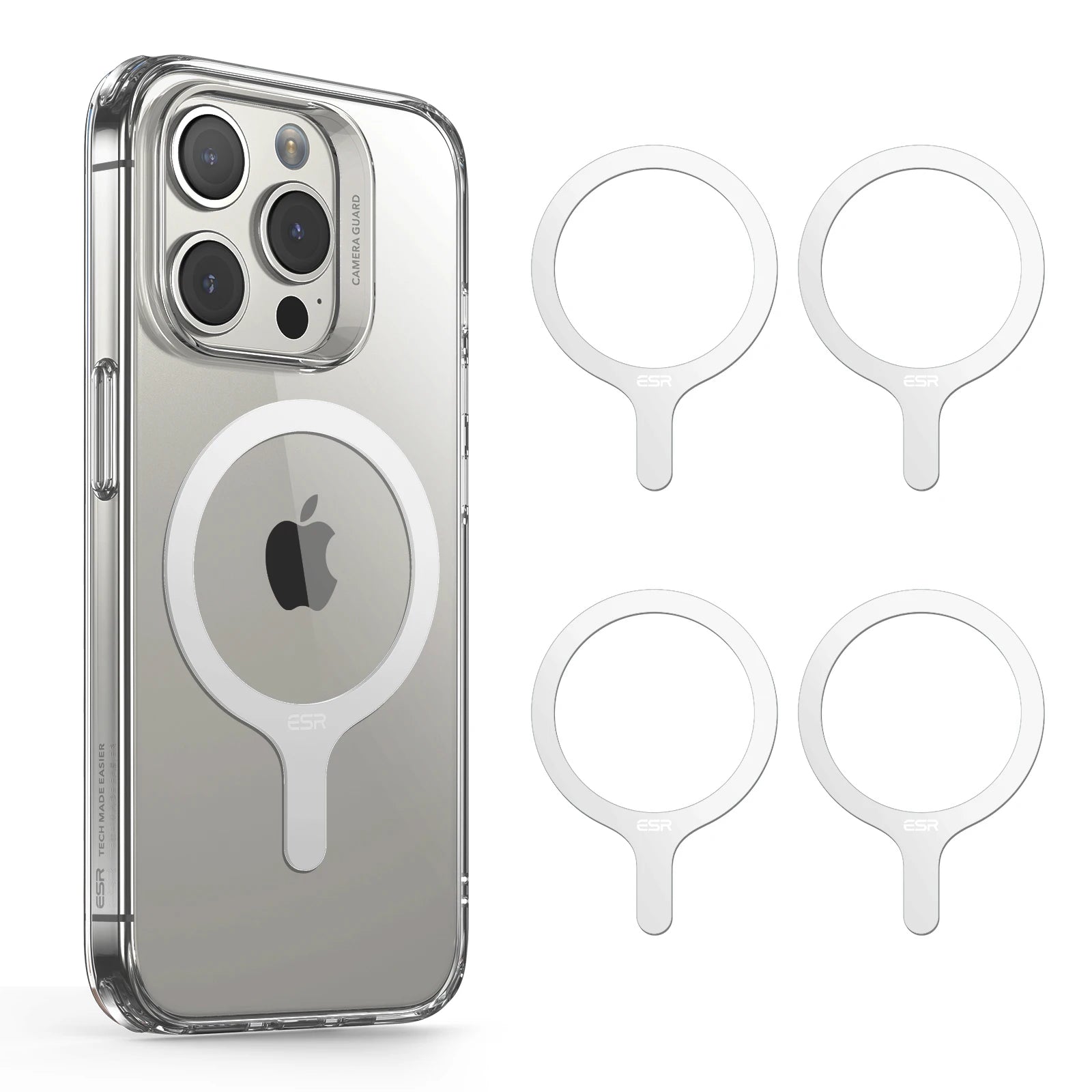 ESR for MagSafe Ring Magnet (HaloLock) Universal Magnetic Wireless Charger Kit for iPhone 16/15/14/13/12  Galaxy S23/S22/S21