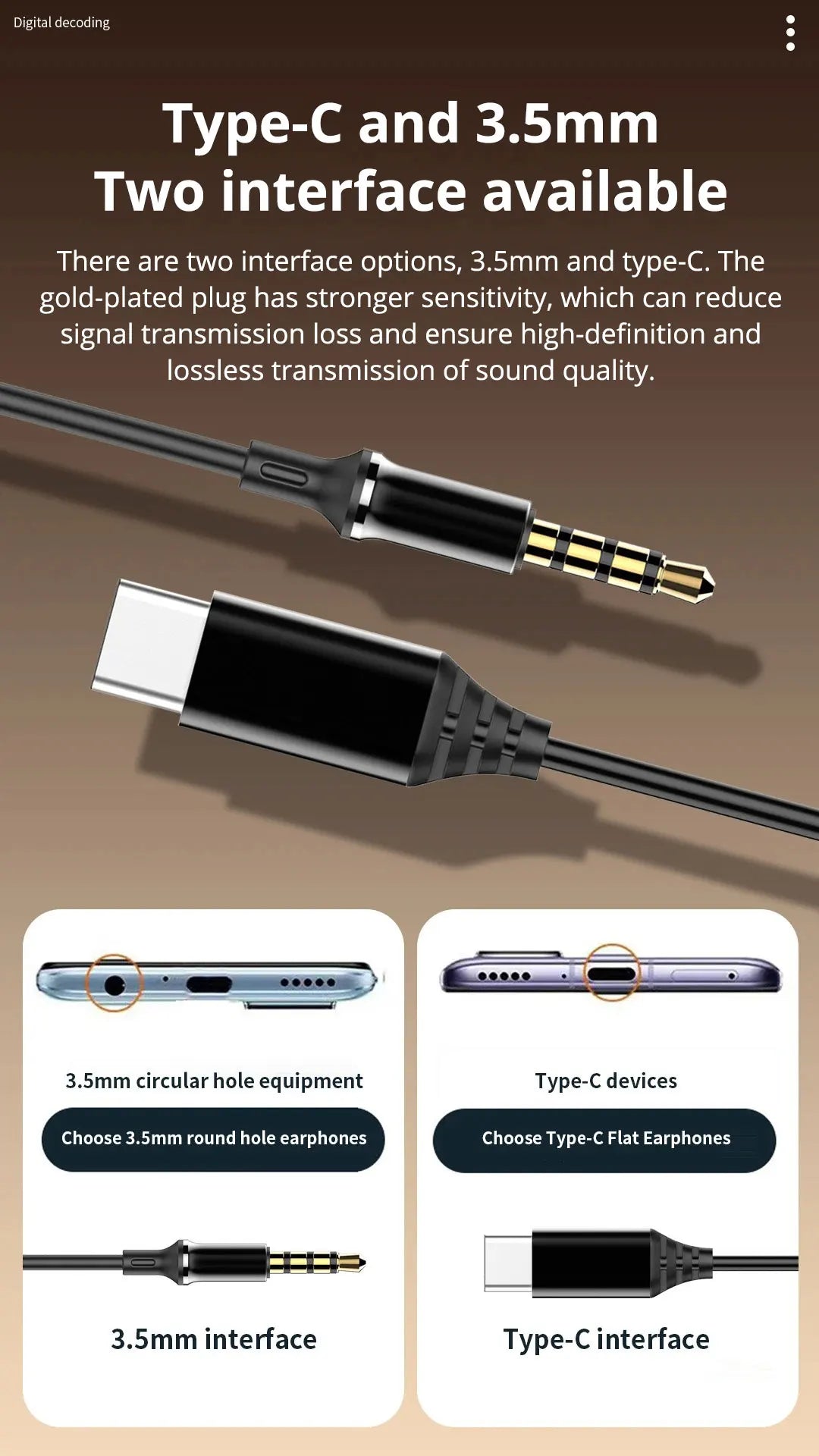 EARDECO 3.5mm/typec Gaming Earbud Wired Headphones In-ear Sport Music Wired Earphone Earbuds Bass with Mic Stereo Metal Running