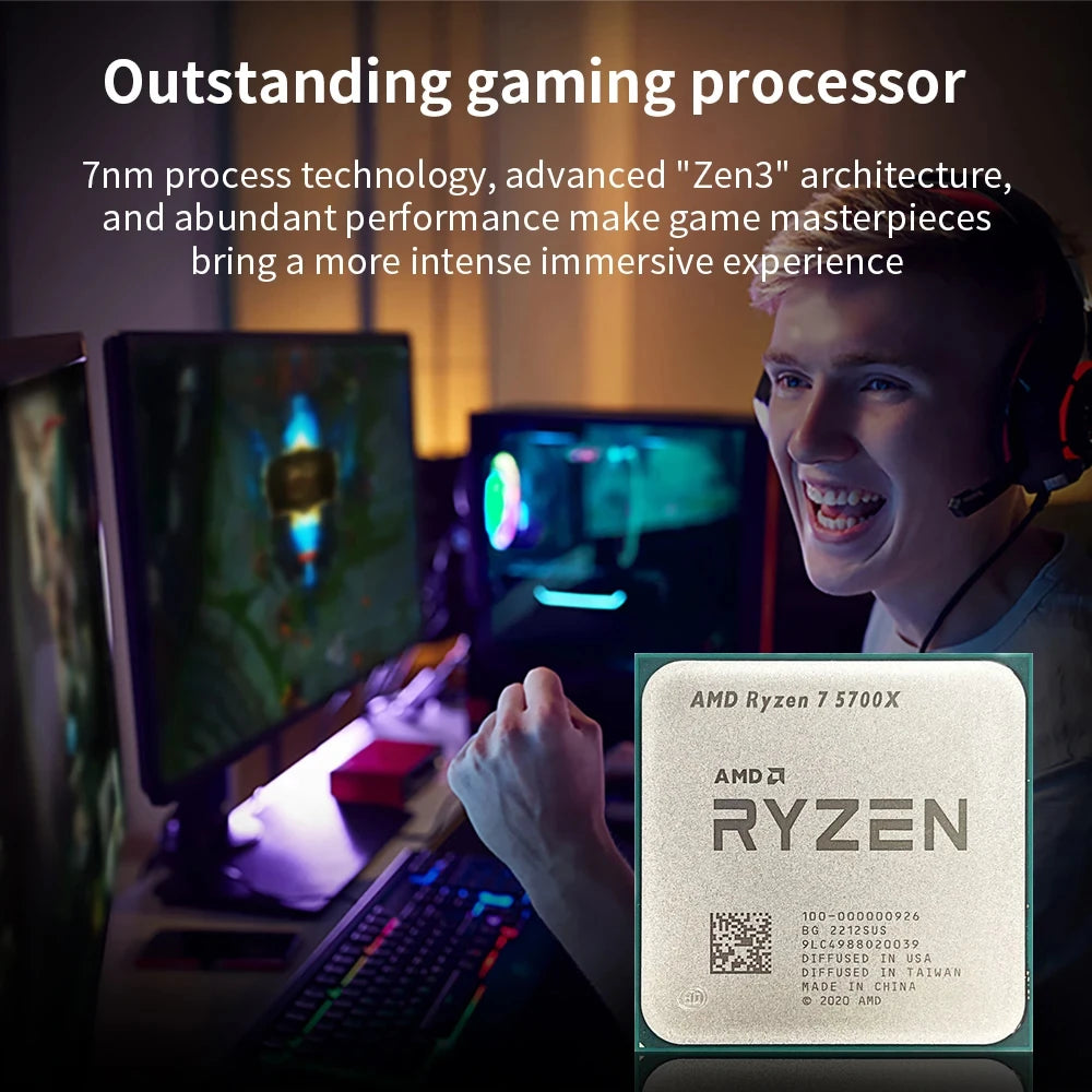 AMD Ryzen 7 5700X 8-Core 16-Thread 7NM 3.4GHz L3=32M Processor 65W Socket AM4 NEW R7 5700X Gaming CPU Processor DDR4 but without