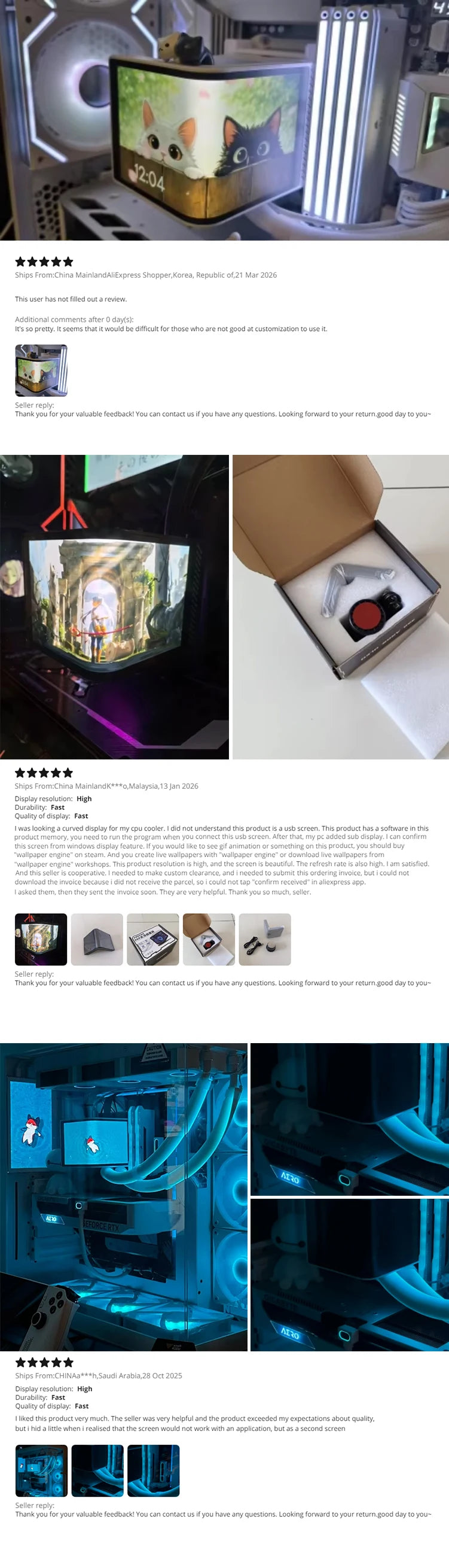 6.5 Inch AMOLED Flexible Display 360 Water Cooled Curved Screen Chassis Monitoring Secondary Monitor 3D Video 2k Bendable