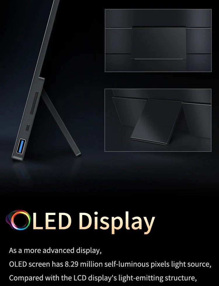 15.6inch 4K OLED Touch Screen Portable Monitor 500Nit USB-C HDMI-Compatible External 16:10 Gaming Display for Xbox Switch Laptop