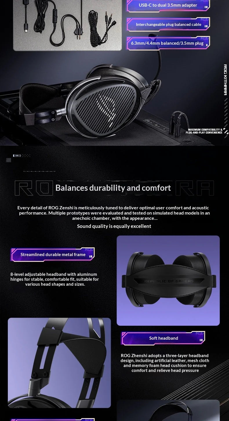 Asus ROG Kithara HIFIMAN Limited Edition Headphones Open Back Over Ear Planar Magnetic Wired Headphones 100mm Diaphragm Unit