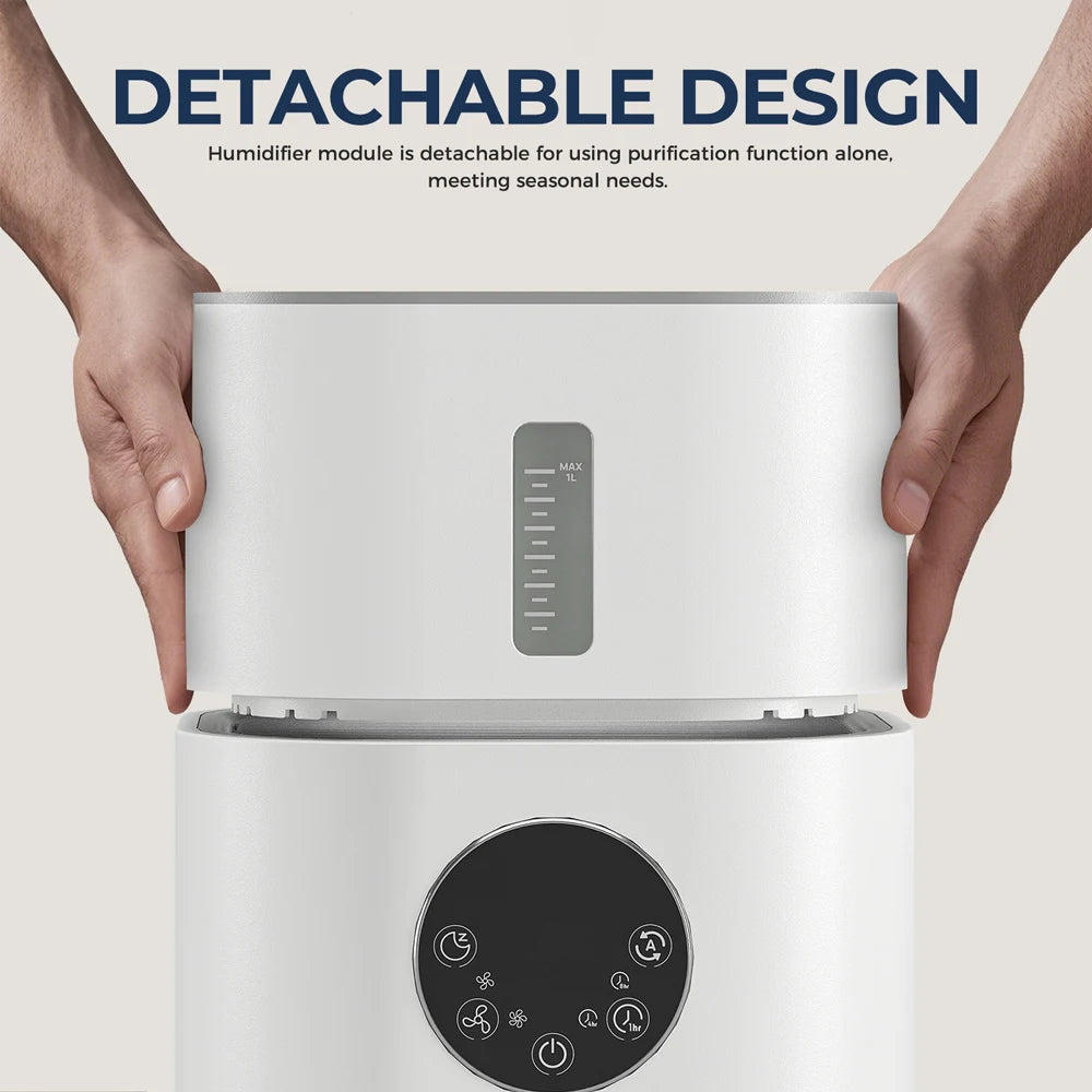 2-in-1 Air Purifier with Humidifier Combo for Home Allergies and Pets Hair, Smokers in Bedroom, H13 True HEPA Filter
