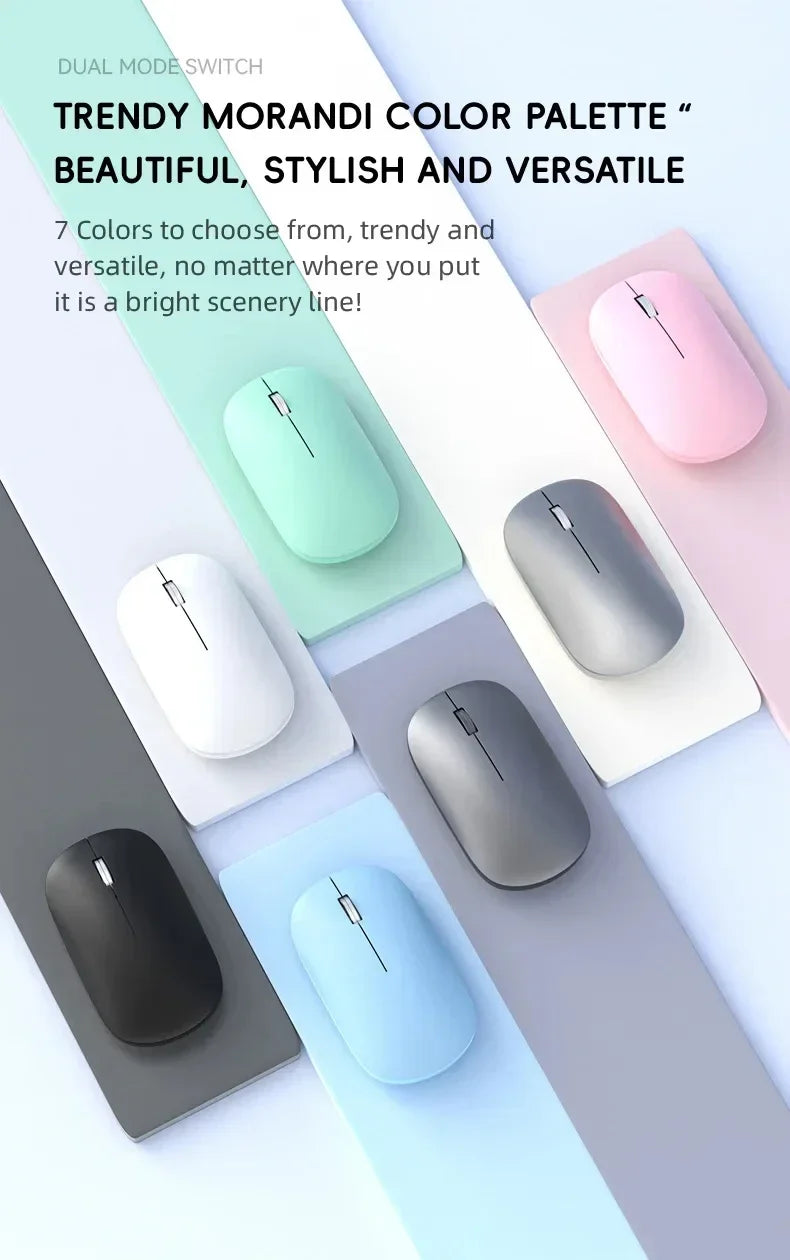 Wireless Mouse Bluetooth Silent 2.4G Dual-mode Type-C Charging Ergonomic Morandi Portable Laptop Office Gaming Mouse