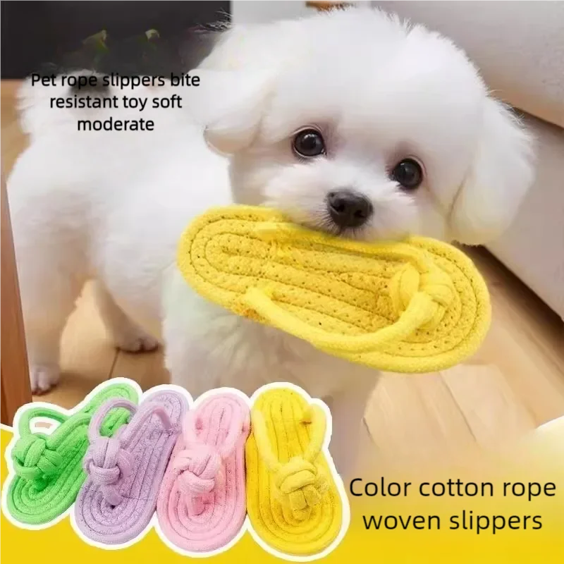 Pet Cotton Rope Slipper Knot Toy For Small Dogs Interactive Chew Toy Dental Clean Teeth Grind Tartar Control Non Toxic Dog Toys