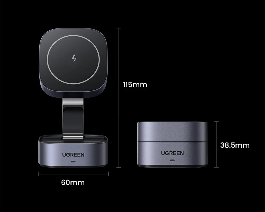 UGREEN 25W Magnetic Wireless Charger Stand 2-in-1 Charging Stand For iPhone 16 15 Pro Max/AirPods For Magsafe Fast Charger