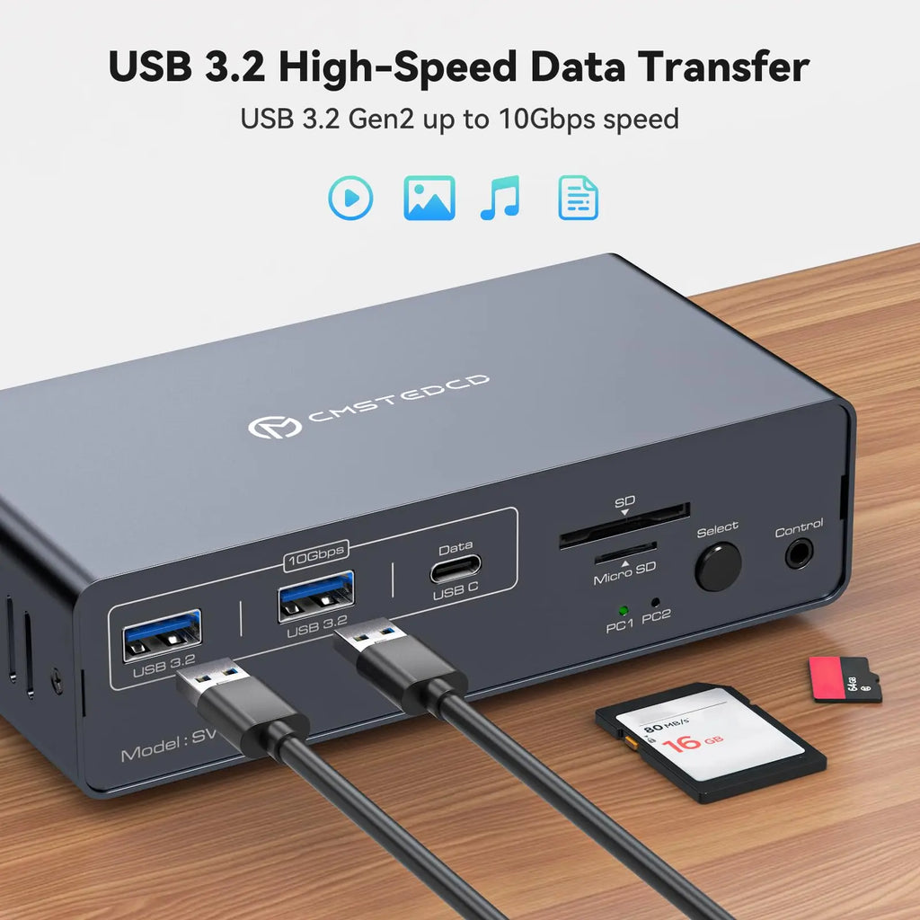 HDMI Displayport USB C Docking Station Dual Monitor for Laptop & Desktop (13-in-1) MST DP1.4 4K@120Hz+HDMI2.0 4K@60Hz,10Gbp data