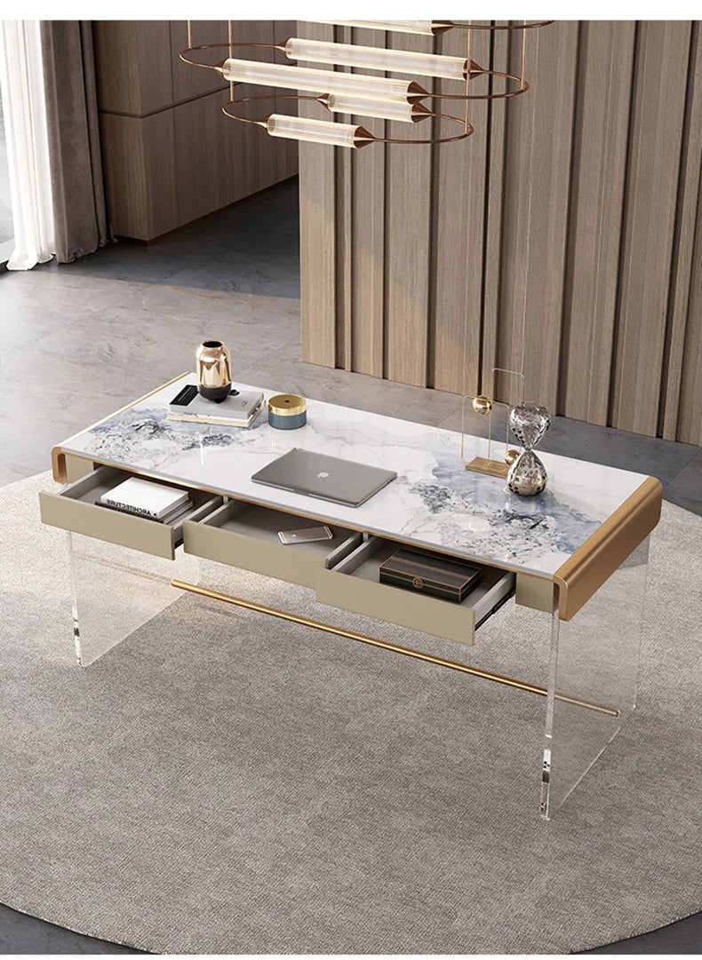 Modern Simple Stone Writing Desk Home Study Acrylic Desk Senior Light Luxury Computer Writing Desk