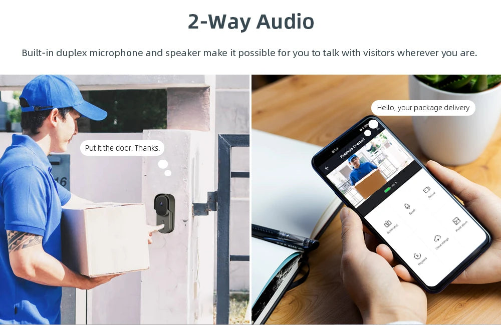 Tuya Video Doorbell WiFi Wireless Door Bell DC AC Battery Powered 1080P 2MP Waterproof with Alexa Door bell Camerar Smart Home