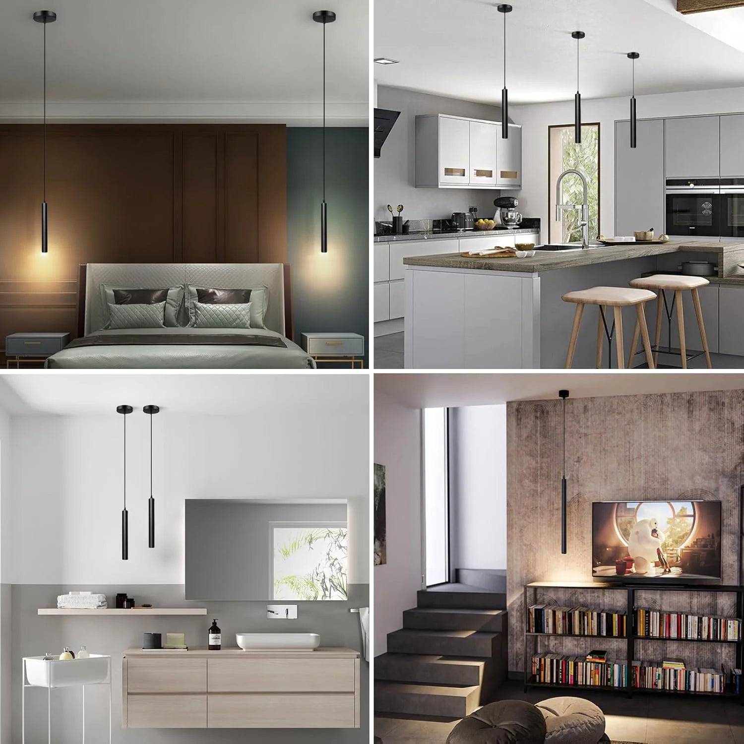 Modern Nordic Led Pendant Lamp Double head Pendant Light Dining Room 2m Hanging Lamp Pipe Decora Cylinder Pipe Line chandelier