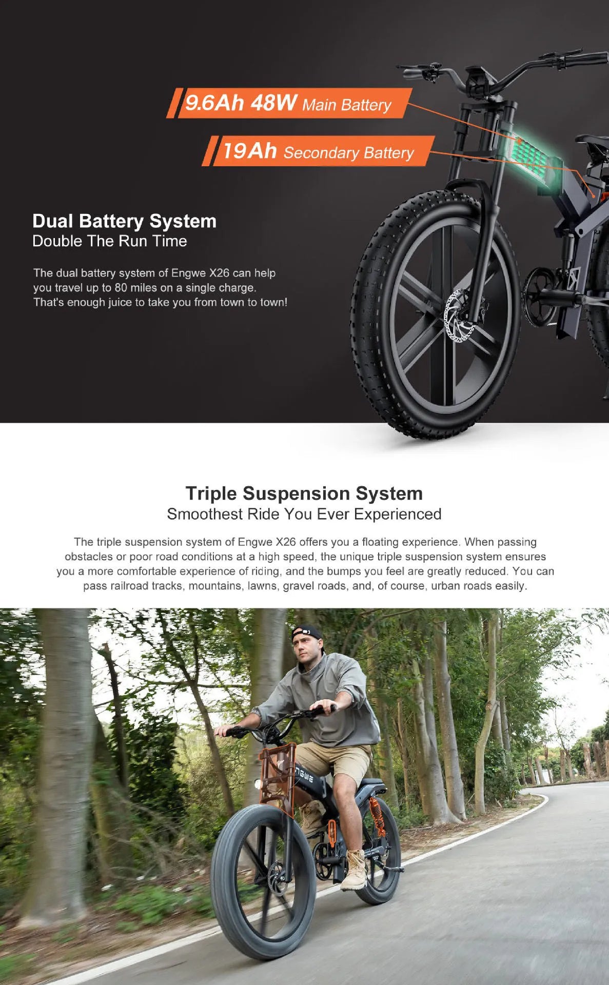 Electric Bicycle 26Inch 1000W 48V 29.2AH Folding Lithium Battery Bike Full Shock Absorber 26X4.0 Snow Tire E-bike