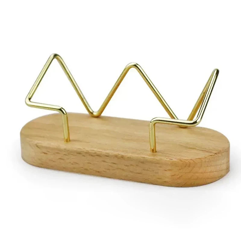 Desktop Business Card Holder, Solid Wood Display Stand for Office