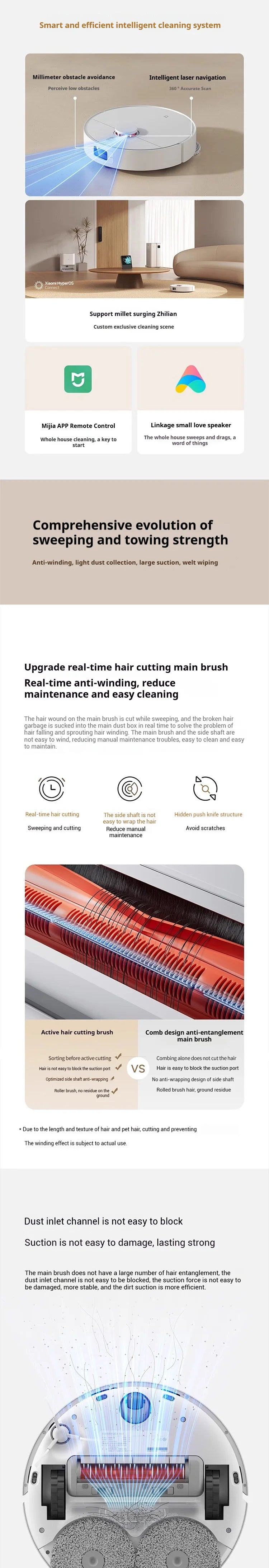 XIAOMI MIJIA Self Robot Vacuum Cleaners H40 Smart Home Sweeping High Speed Rotary Scrubbing 10000PA Cyclone Suction LDS Laser
