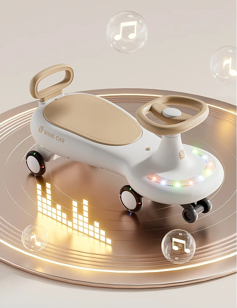 S Kids Swing Car Anti Rollover Parent Child Ride On Toy Car With Mute Flashing Wheels Music Light For Toddlers 1 To 12 Years Old