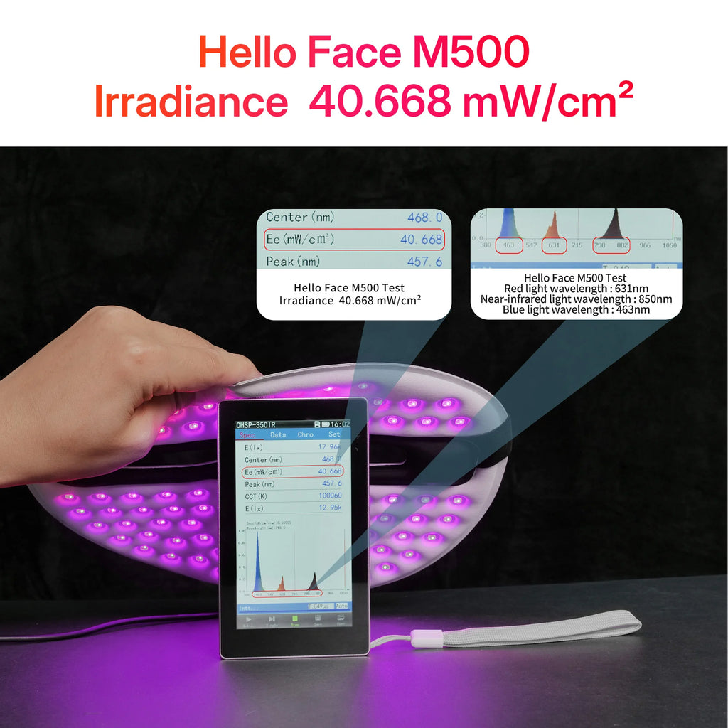 Hello face Near-infrared LED Light Therapy Face Mask 510K M500 with 3000mAh Battery Portable Lightweight Skin-Friendly Mask