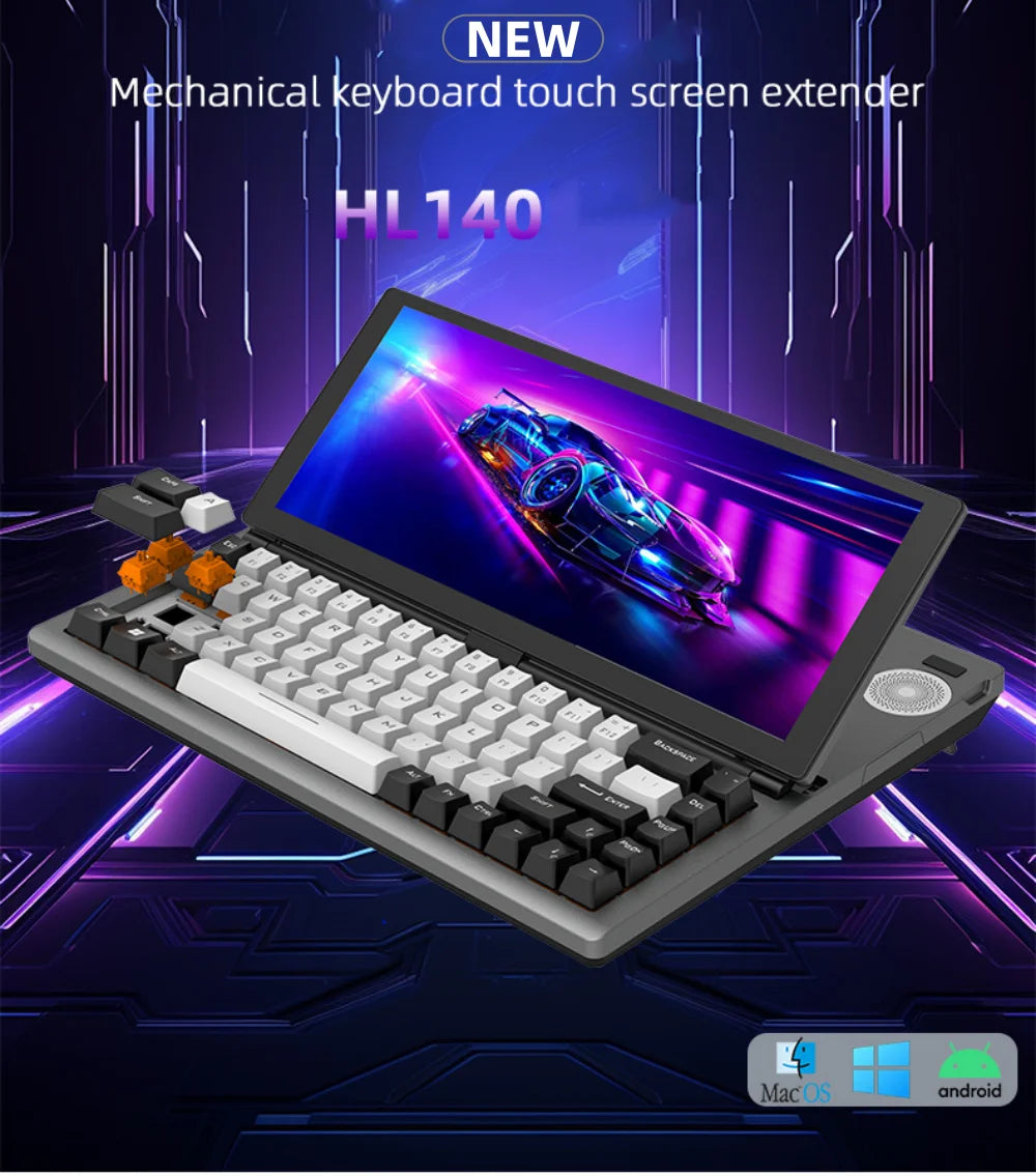 12.3 Inch HD IPS Panel Portable Gaming Monitor 1920*720 USB Interface 90° Foldability Touch Screen Keyboard High Resolution