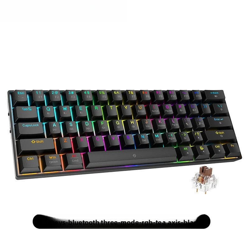 Wired Mechanical Keyboard Green Axis 68 Keys Hot-Swappable Side-Engraved Gradient E-Sports Gaming Keyboard