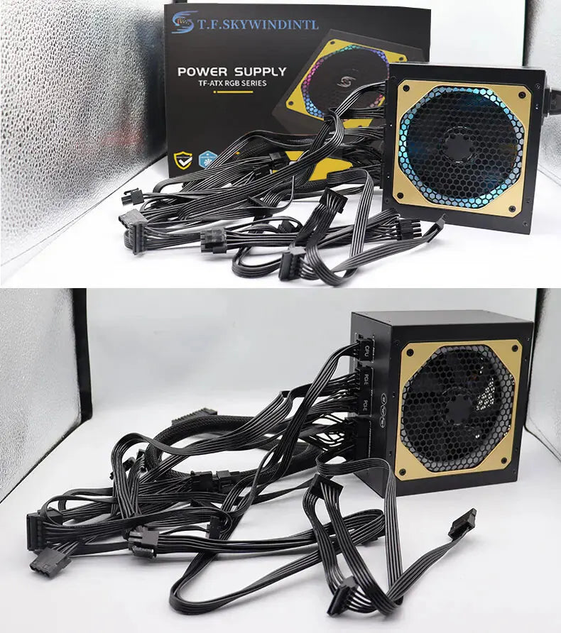1000W RGB Dual CPU PC PSU PC Power Supply For Computer Gaming PFC Silent Fan ATX Support 3070/3080/3090 GPU Card Full Modular
