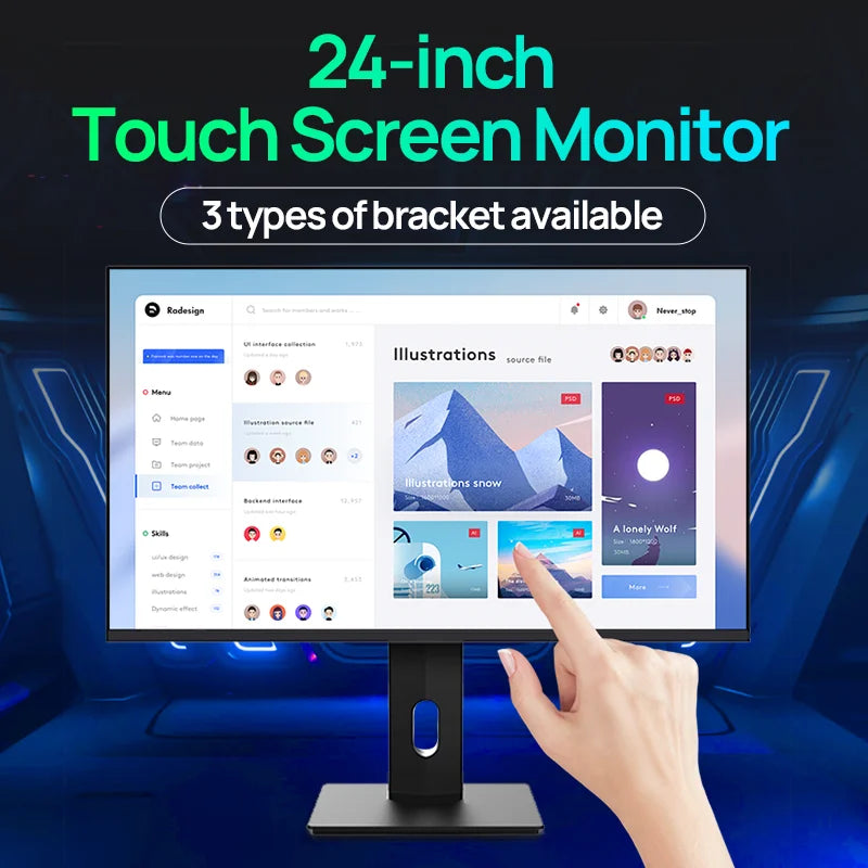 Anmite 24-inch 1080P capacitive touch computer monitor IPS 100% sRGB high color gamut professional desktop ten-point touch scree