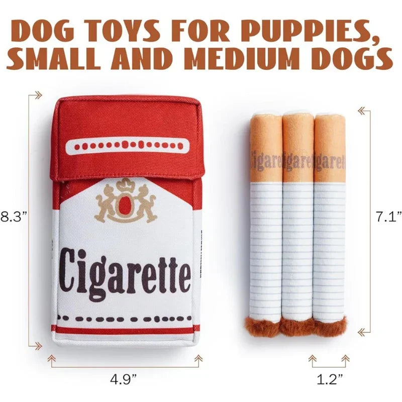 1set Cigarettes with Boxes Pet Vocalizations Durable Chew Toys Plush Toys Dogs Throwing Dolls Pet Supplies Gifts