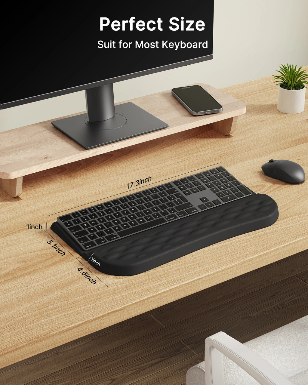 Computer Keyboard Wrist Rest for Desktop, 2 Angle Adjustment Ergonomic Keyboard Riser Holder Stand with Wrist Support for Office
