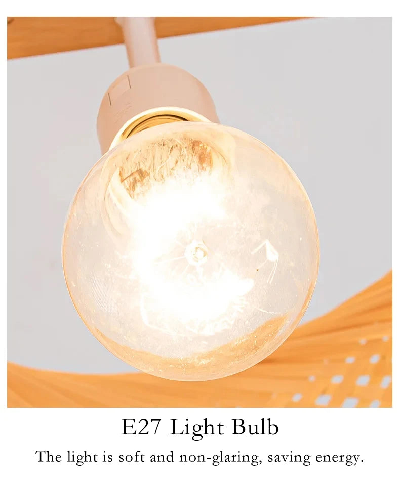 30cm Modern Bamboo Pendant Light Hand Woven Bamboo Art Chandelier Dining Room Lantern Chandelier Bedroom Dining Room Lamp