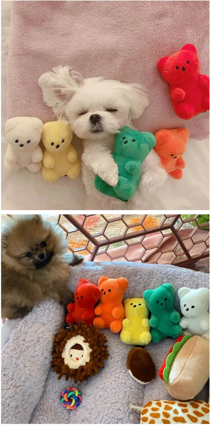 Cute Small Dog Squeaky Toys for Small Dogs Puppy Bear Shaped Squeak Toy for Cat Dogs Pet Supplies Pomeranian Teddy Shih Tzu Pug