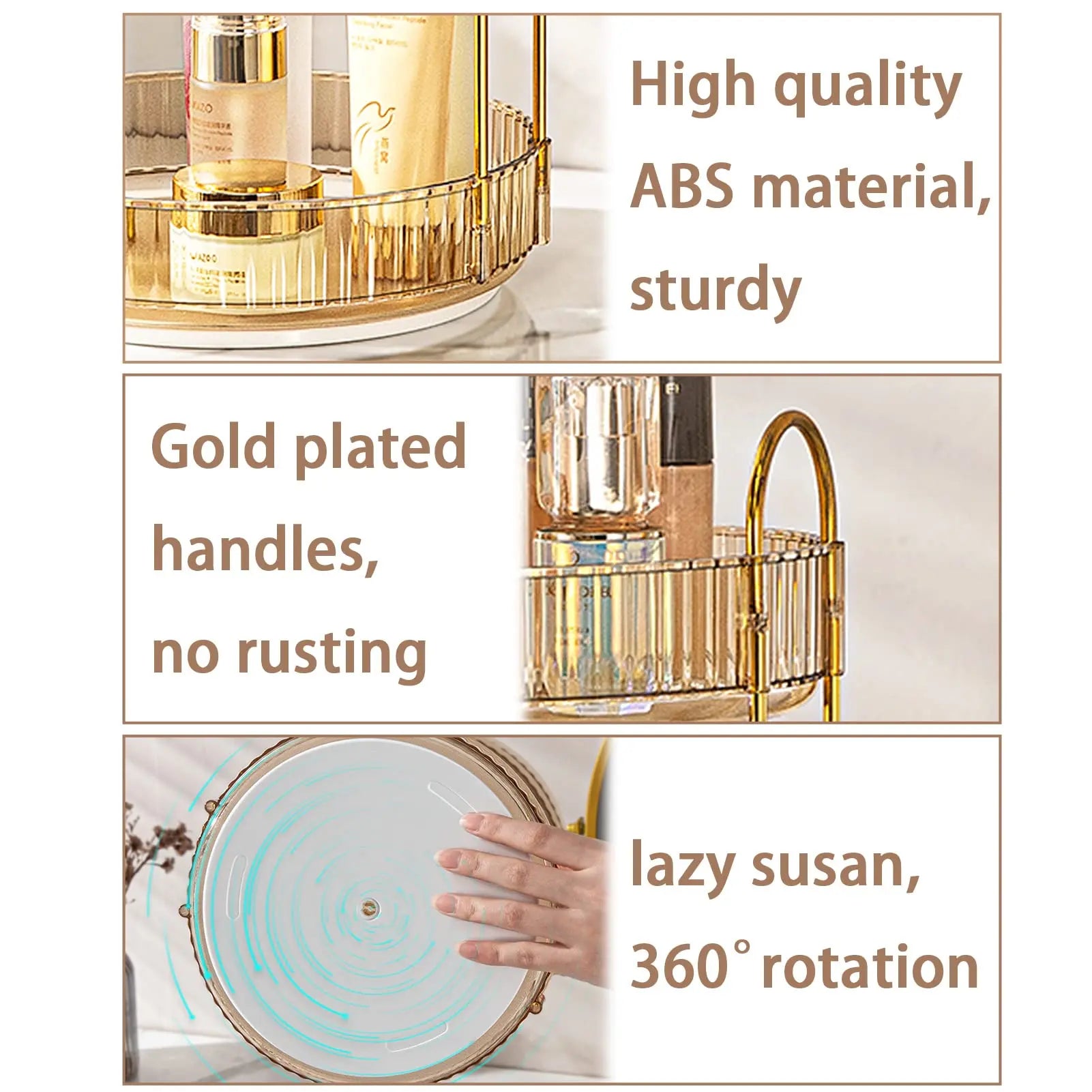 Rotating Makeup Organizer for Vanity, High-Capacity Skincare Storage Perfume Cosmetic Dresser Organizer Countertop 360 Spinning