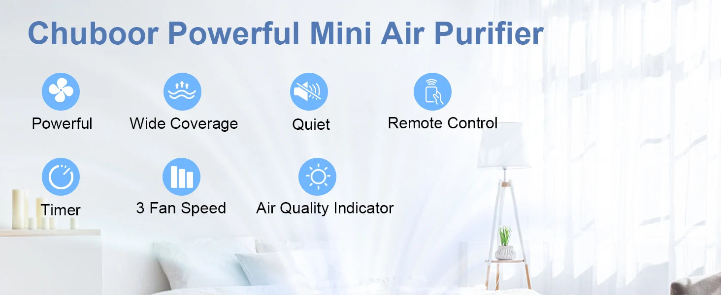 Smart Air Purifier for Home CADR 250m³/h for 18m² App Control H13 HEPA for Bedroom office for Smoke Pet Hair Dust Pollen Odor
