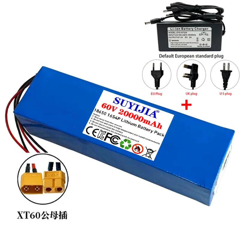 Air fast transportation 60V New Full Capacity Power 18650 Lithium Battery 20ah Lithium Battery Pack 16S4P Suitable for 250-2000W