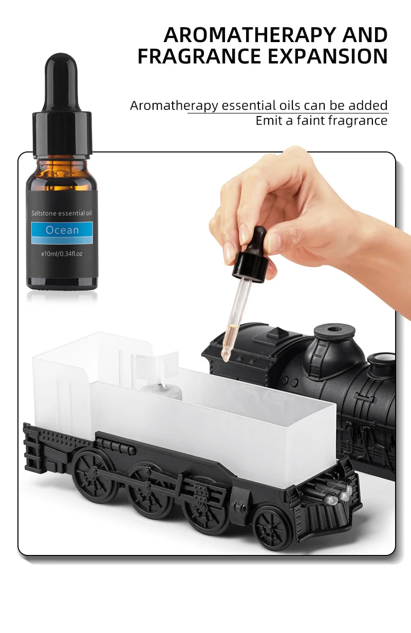 Essential Oil Diffuser Train Humidifier 300ml Two Mist Modes Aromatherapy Diffuser Two-color Lighting Humidification for Home