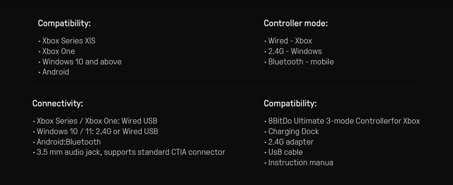 8BitDo Ultimate 3-mode Gaming Controller for Xbox, Hall Effect Joysticks, Compatible Windows, and Android