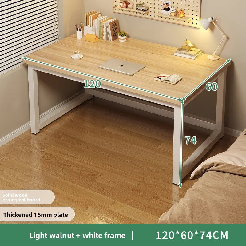 80/100/120/140/160cm Office Desk 15mm Wood Desktop Computer Table with Steel Frame Study Writing Desk for Home Office Workspace