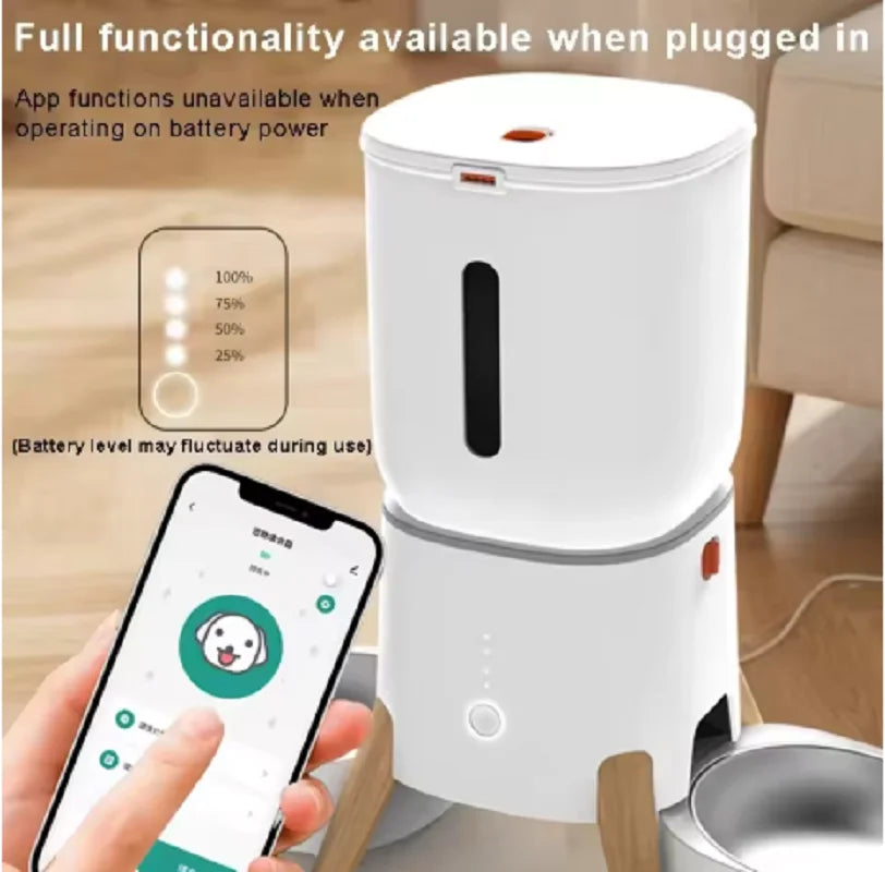 5L Pet Intelligent Feeder WiFi Automatic Cat Feeders for 2 Cats Cat Food Dispenser with APP Control Double Stainless Steel Bowls