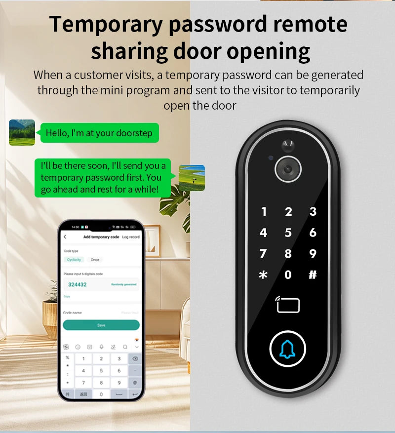 1080P Tuya Smart Doorbell Wifi Video Intercom with Motion Detection Unlock by Remote Control RFID Card NFC APP Access Control