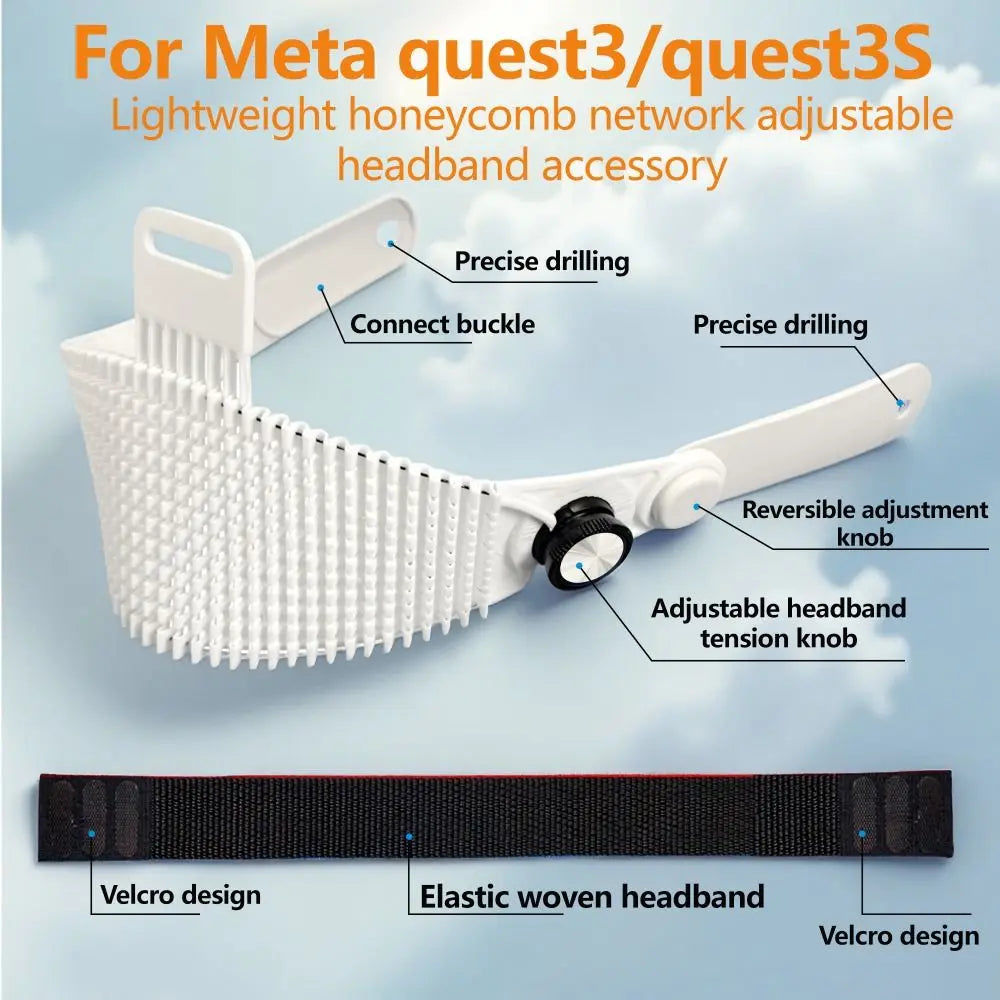 Upgraded Adjustable VR Headbands Breathable Ergonomic Head Strap Durable Soft Silicone VR Accessories for Meta Ques t3/Quest 3S