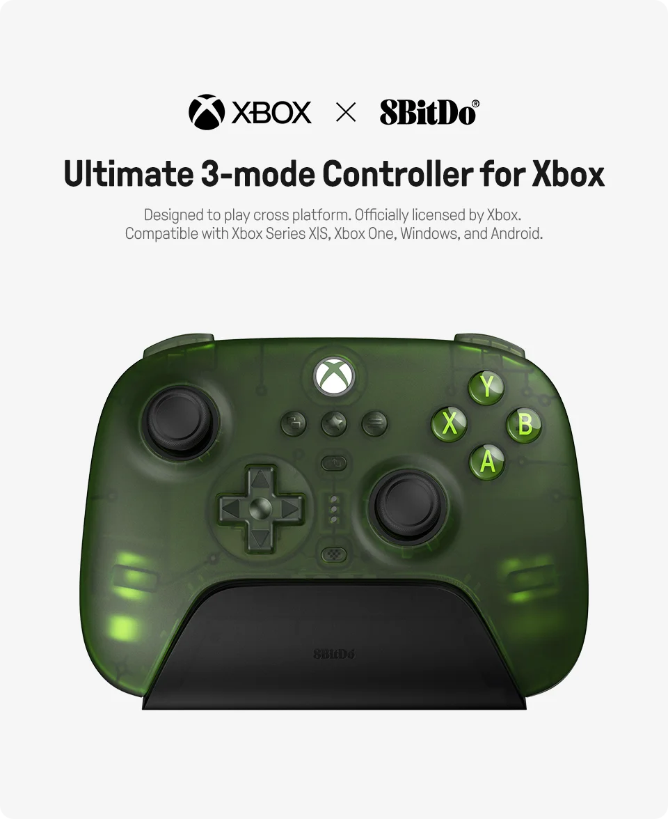 8BitDo Ultimate 3-mode Gaming Controller for Xbox, Hall Effect Joysticks, Compatible Windows, and Android - Jade