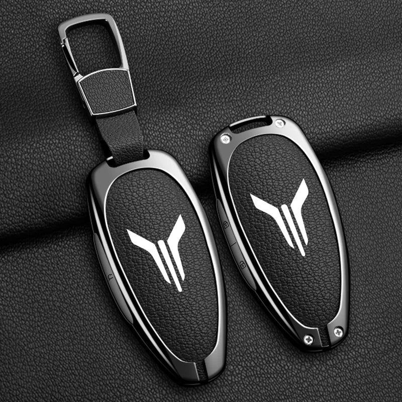 Car Key Case Cover Shell Fob For Voyah Free I-Land Dreamer 2021-2023 Keychain Auto Zinc Alloy Leather Key Protection Accessories