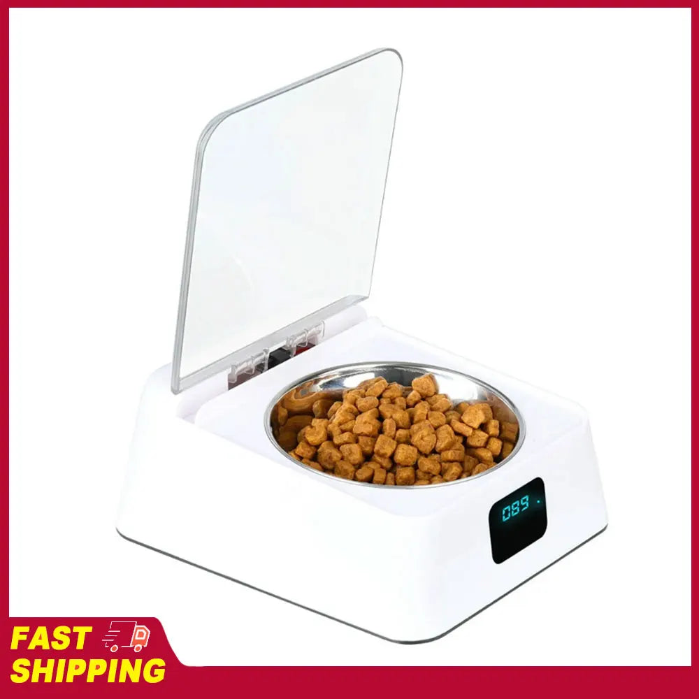 Automatic Cat Feeder with Infrared Sensor Cover Removable Bowl Battery Powered Intelligent Automatic Opening Lid Dog Feeder