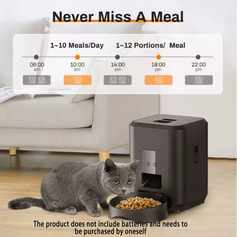 Automatic Feed Dispenser For Pets 2L Intelligent Feed Dispersion For Cats And Dogs Regular Quantitative Feeding With Recording