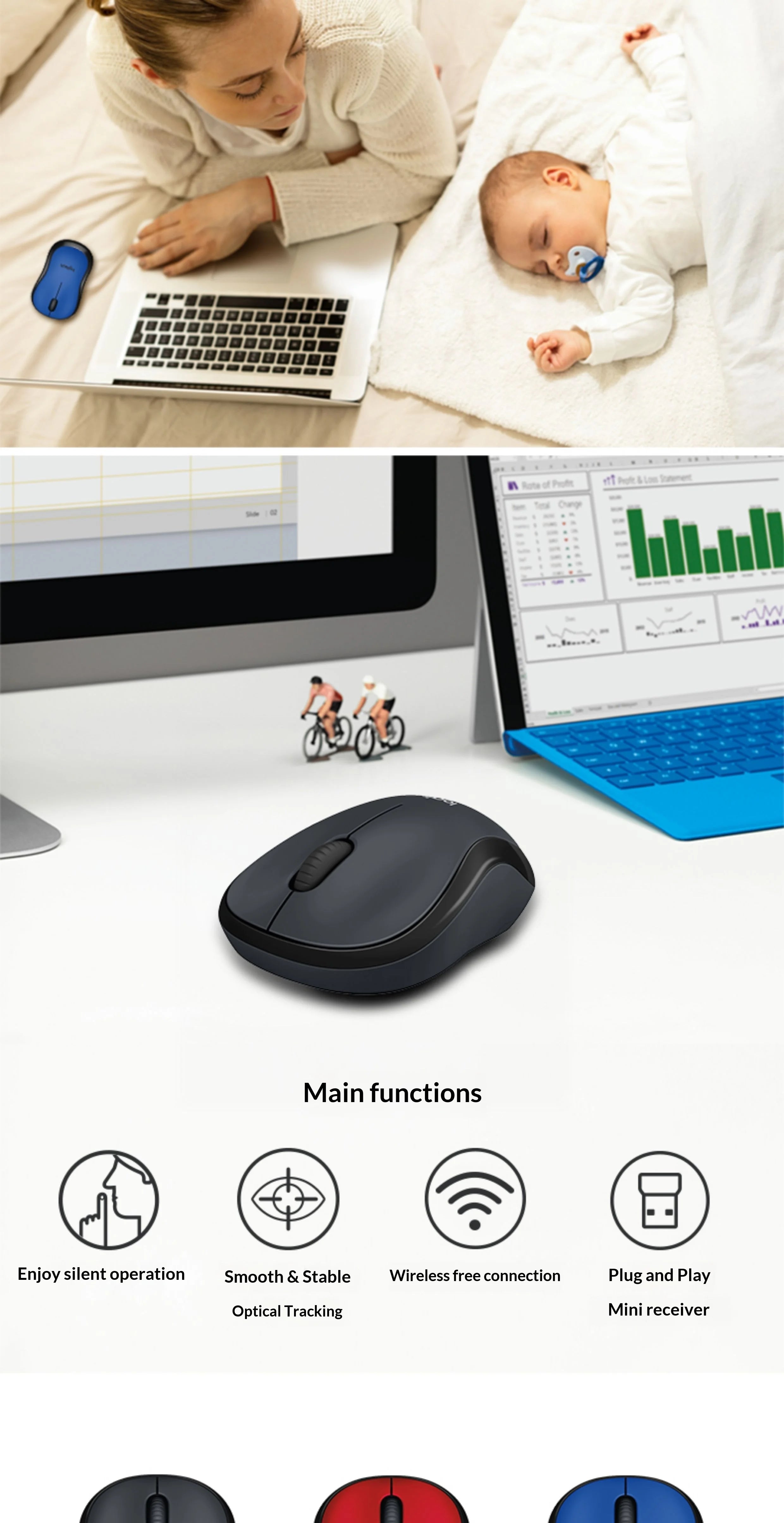 M220 Wireless Portable Mouse On-the-Go Essential Business Trip