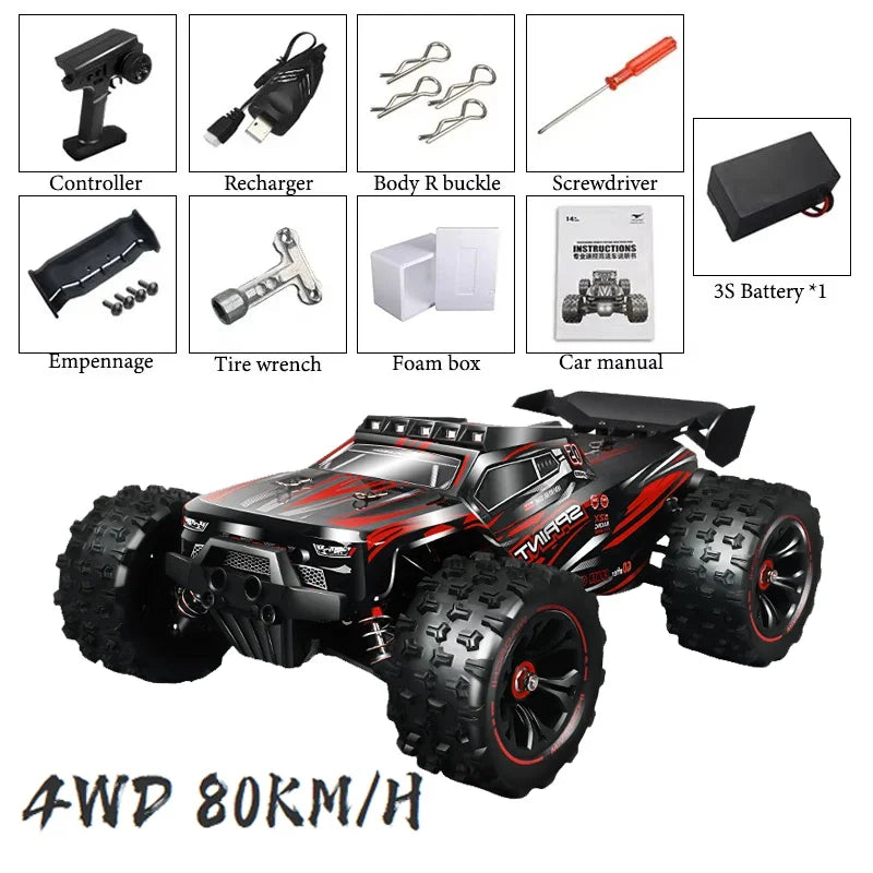 1:16 85KM/H Or 50KM/H 4WD RC Car With LED Remote Control Cars High Speed Drift Monster 4x4 Truck for Kids vs Wltoys 124017 Toys