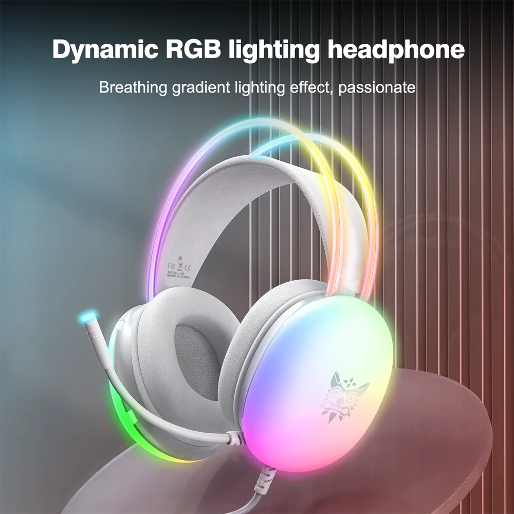 Wired Headset Headphone Earphone Earbuds Gamer Gaming For iPhone Phone PC With Cable Microphone Mic Portable Fone Head Set RGB
