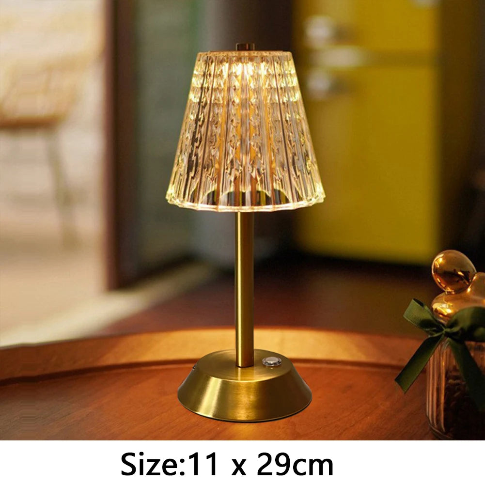 Nordic Crystal Rechargeable Table Lamp LED Bar Lamp Touch Dimmable Golden Desk Lamp Living Room Bedroom Hotel Lamp Bedside Lamp