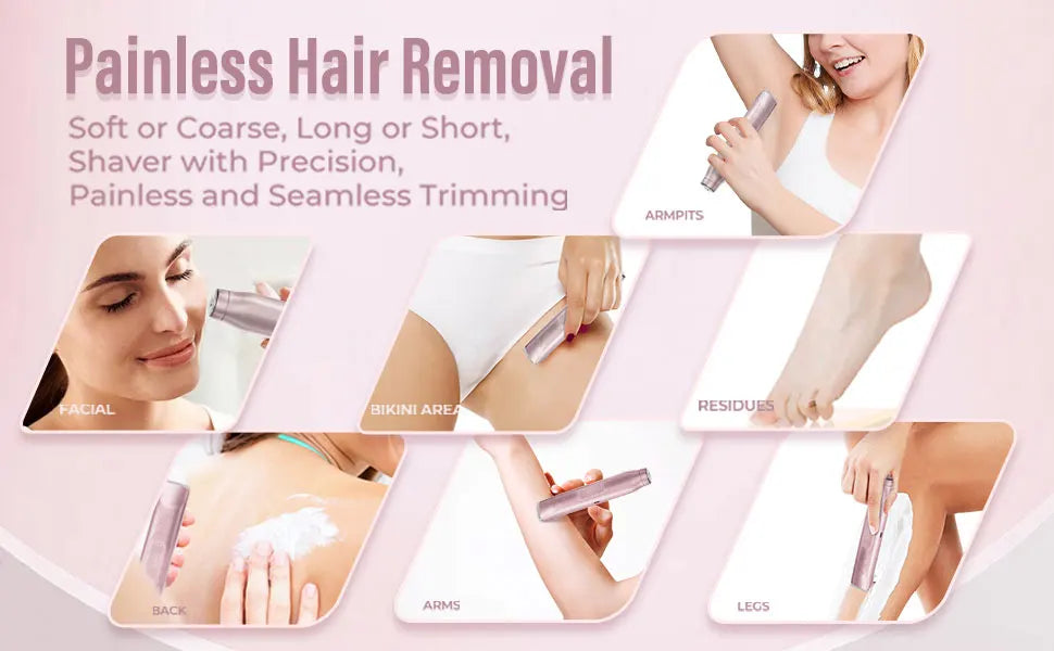 Electric Shaver for Women Female Epilator Electric Hair Removal 2 in 1 Woman's Razor for Body Legs Face Mustache Bikini Trimmer