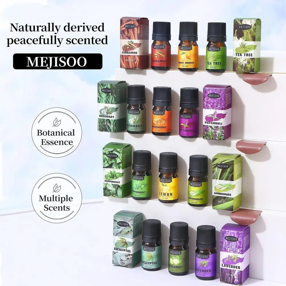 12 Flavors Essential Oils For Aroma Diffuser AirHumidifier Home Water-soluble Lavender Eucalyptus Lemon Bergamot 5ml