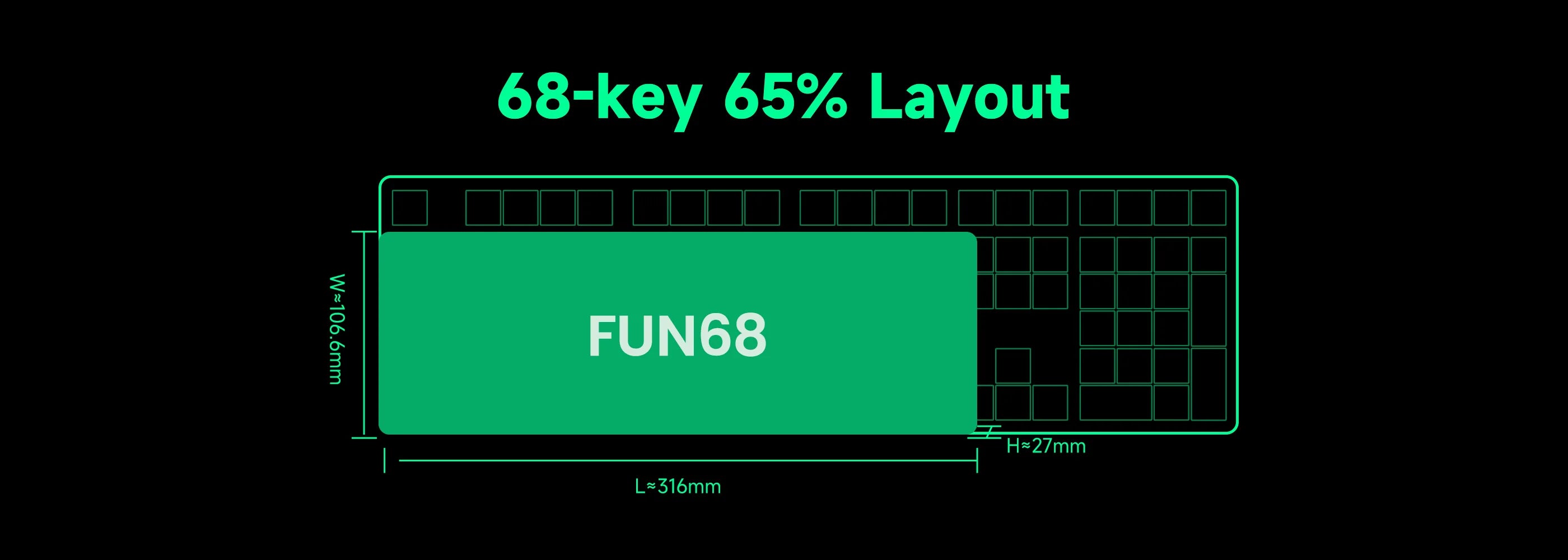 MonsGeek FUN68 HE Mechanical Keyboard 65% ANSI Magnetic Switch Rapid Trigger 0.005mm 8K ARGB USB/Wireless Gaming Custom Keyboard